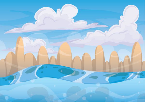 وکتور کارتونی پس زمینه دریا با لایه های جدا شده برای دارایی طراحی بازی هنر و انیمیشن در گرافیک دو بعدی
