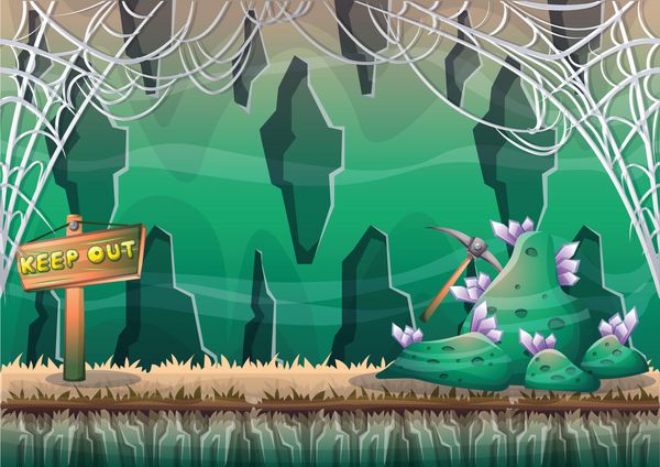 وکتور کارتونی غار با لایه های جدا شده برای دارایی طراحی بازی و انیمیشن