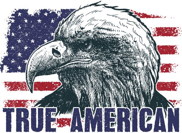 عقاب آمریکایی در برابر پرچم ایالات متحده آمریکا