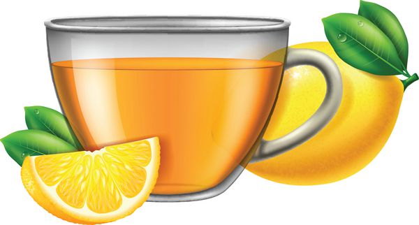 فنجان چای با لیمو وکتور