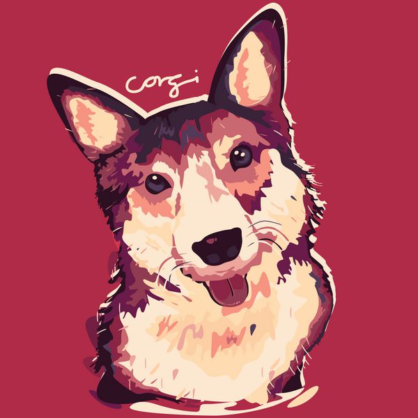 پوستر نقاشی سگ کورگی