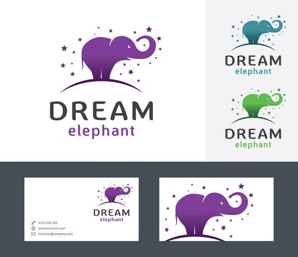لوگوی وکتور فیل رویایی با قالب کارت ویزیت