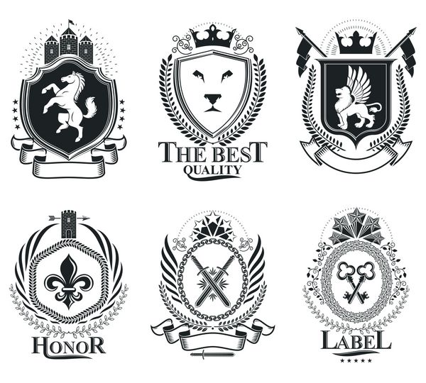 نشان های قدیمی قدیمی عناصر طراحی وکتور Coat of Arms co