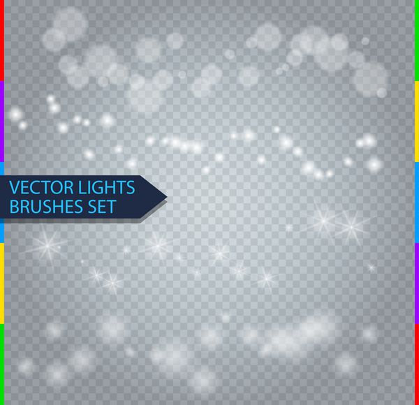 برس های نور وکتور برای طراحی افکت بوکه جرقه ستاره تاری جدا شده در پس زمینه شفاف
