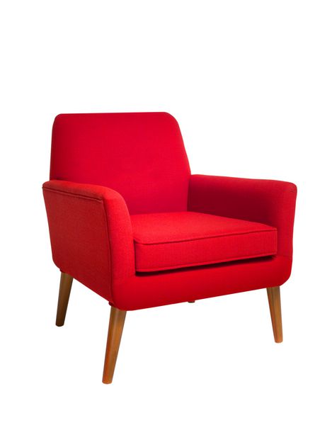صندلی قرمز جدا شده در پس زمینه سفید