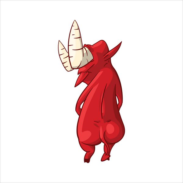 وکتور رنگارنگ یک دیو قرمز کارتونی شیطان یا شیطان