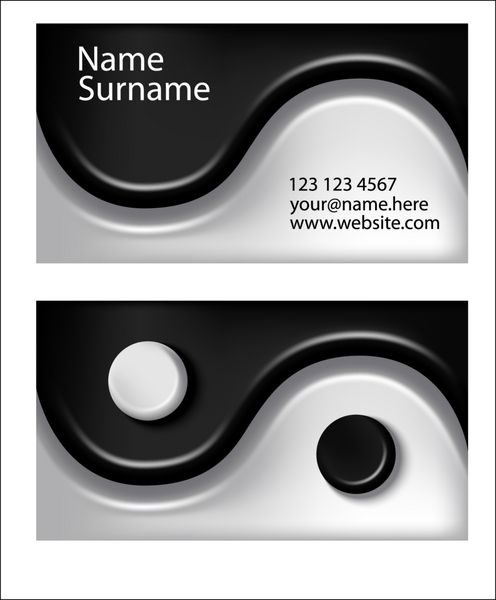 کارت کسب و کار الگوی کارت ویزیت تلطیف شده نماد یین یانگ بردار