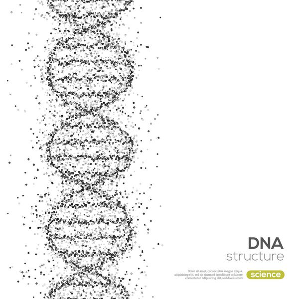 مارپیچ DNA سیاه با ذرات کوچک