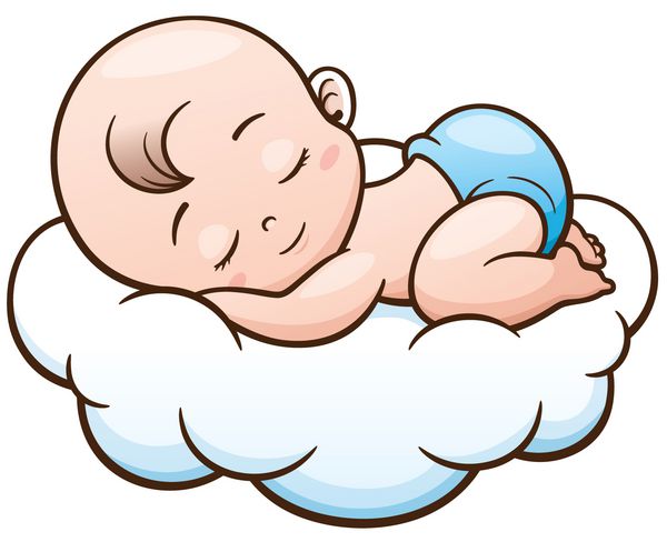 وکتور کارتونی کودک خوابیده روی ابر