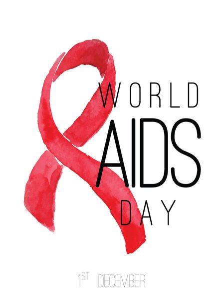 روز جهانی ایدز روبان قرمز آبرنگ