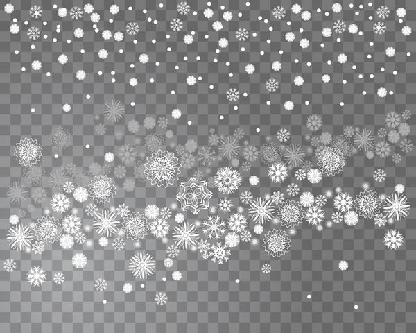 ریزش برف در پس زمینه شفاف پس زمینه انتزاعی دانه برف برای طراحی کریسمس شما وکتور