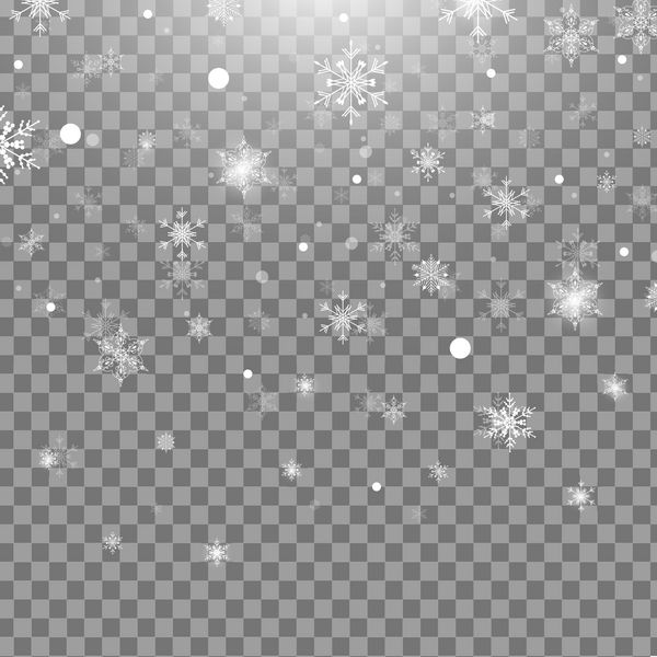 ریزش برف جدا شده روی پس‌زمینه شفاف پس زمینه انتزاعی دانه برف برای طراحی کریسمس شما وکتور