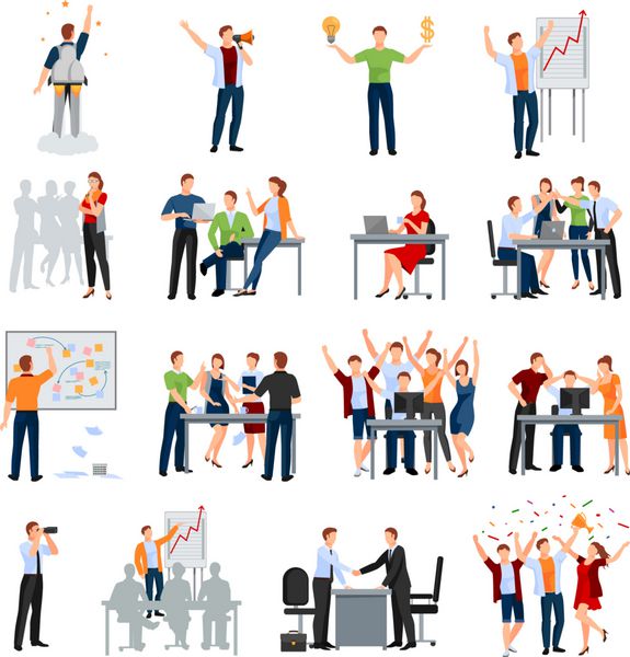 Startup People Flat Icons Collection