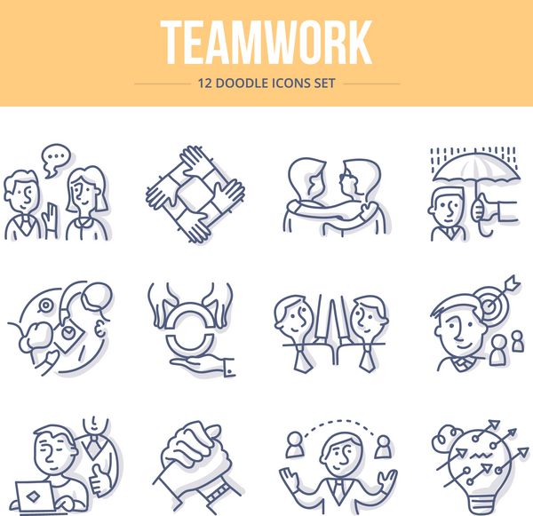 نمادهای Doodle کار تیمی