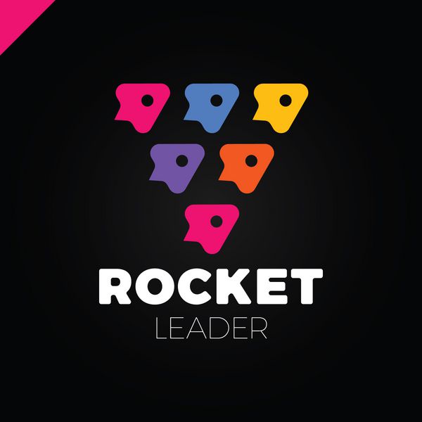 الگوی طراحی لوگو وکتور مثلث موشک گروه شش نماد جت یک راکت رهبر