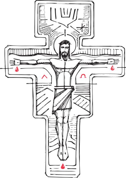 عیسی مسیح در صلیب و نمادهای مذهبی