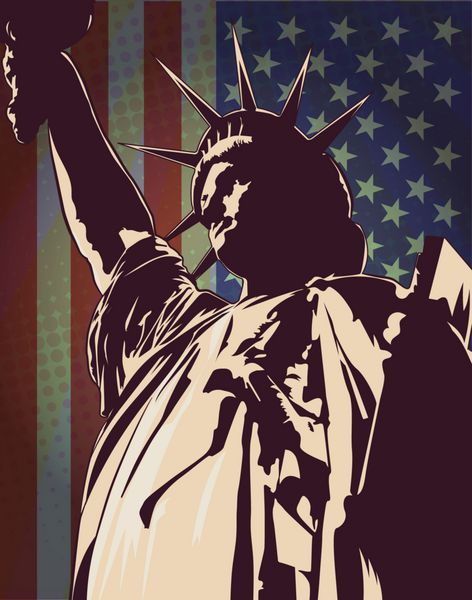 مجسمه آزادی پرچم ایالات متحده وکتور