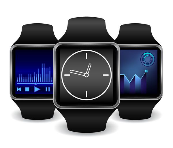 ساعت هوشمند با رابط کاربری در چندین گزینه رنگی وکتور