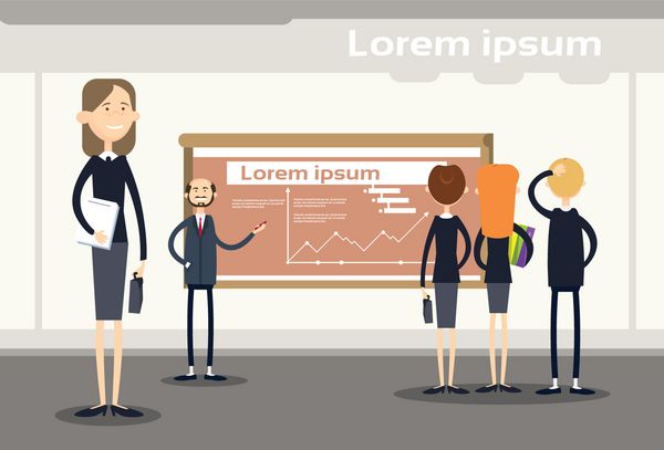 ارائه گروه بازرگانان فلیپ چارت مالی کنفرانس آموزشی تیم بازرگانان جلسه وکتور مسطح