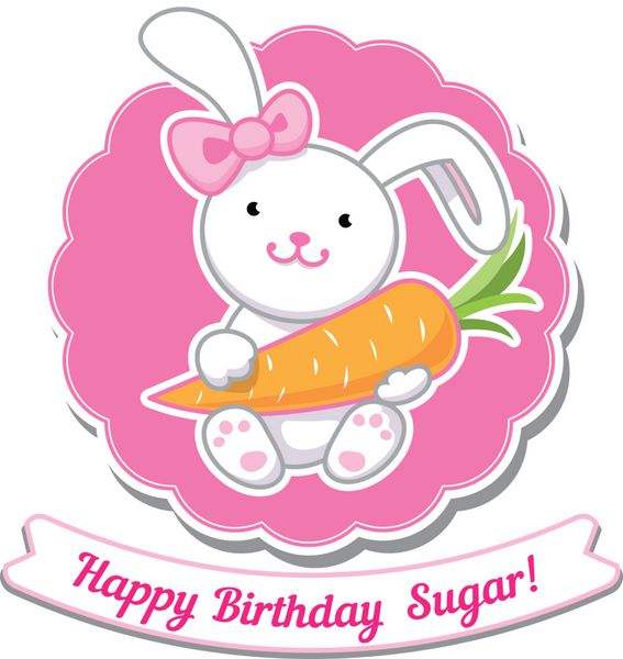 کارت تبریک تولد با دختر خرگوش کارتونی شگفت انگیز