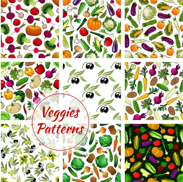 مجموعه الگوهای بدون درز سبزیجات سبزیجات