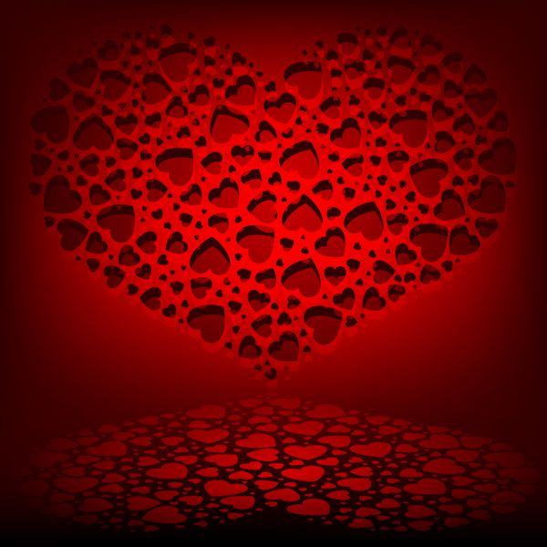 طرح قرمز با مجموعه ای از قلب