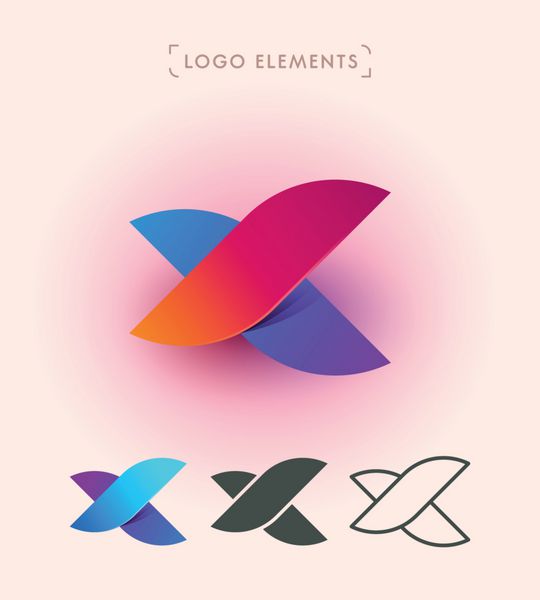 وکتور طراحی لوگو نماد هویت سازمانی شدید حرف x ساده و تمیز