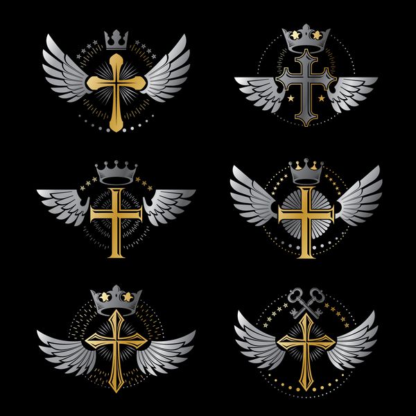 صلیب مجموعه نشان های مذهبی نشان هرالدیک وینتیج