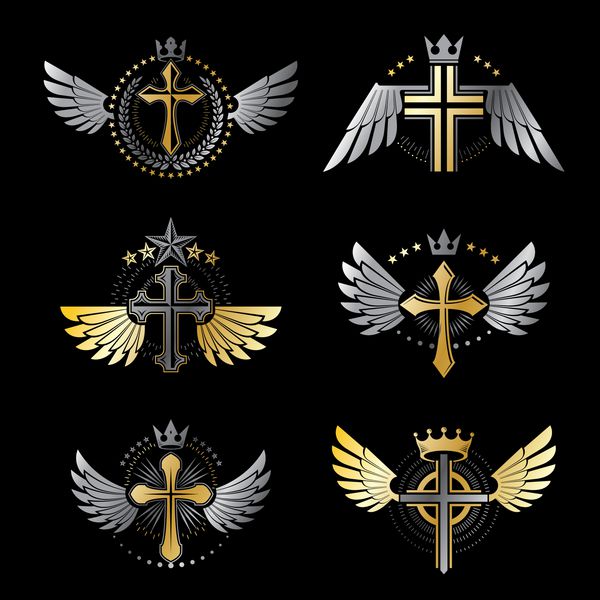 صلیب مجموعه نشان های مذهبی نشان هرالدیک وینتیج