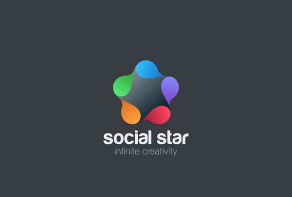 طراحی لوگو ستاره اجتماعی نماد انجمن اجتماعی دوستان تیم