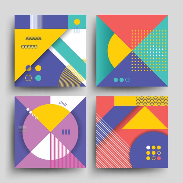 الگوهای رترو با طرح وکتور اشکال هندسی ساده انتزاعی برای جلد پلاکارد پوستر بروشور و بنر