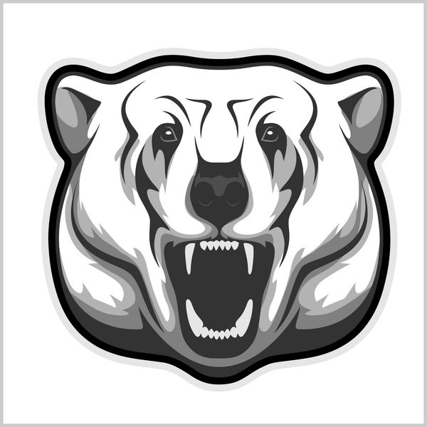 سر خرس قطبی - وکتور سیاه و سفید
