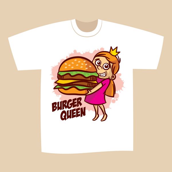 طرح چاپ تی شرت برگر کوئین
