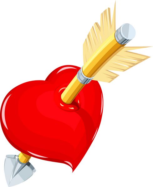 قلب و تیر نماد عشق برای روز قدیس ولنتاین