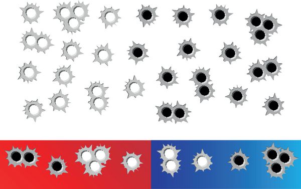 مجموعه سوراخ های گلوله تیراندازی به هدف وکتور جدا شده