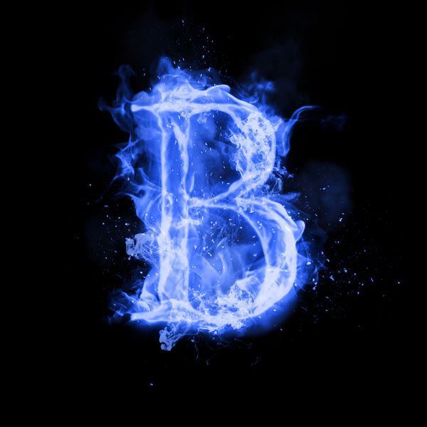 حروف B از چراغ شعله سوزان