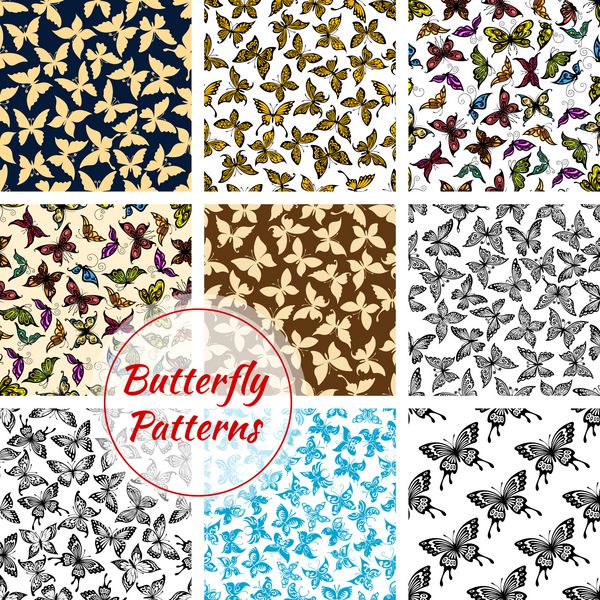 مجموعه الگوهای بدون درز پروانه و پروانه