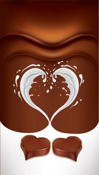 پس زمینه شکلات با پاشش قلب شیر