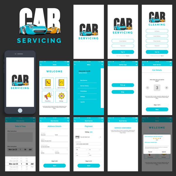 کیت رابط کاربری اپلیکیشن موبایل Car Servising