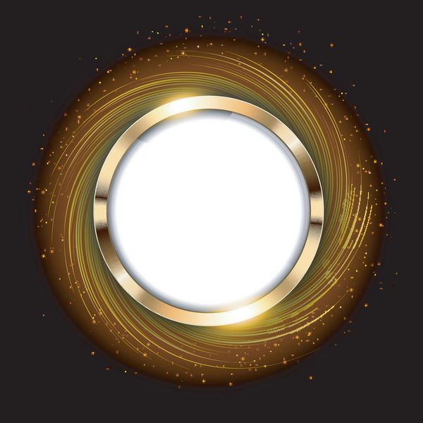 حلقه طلایی فلزی با فضای متنی و وکتور نور چرخشی