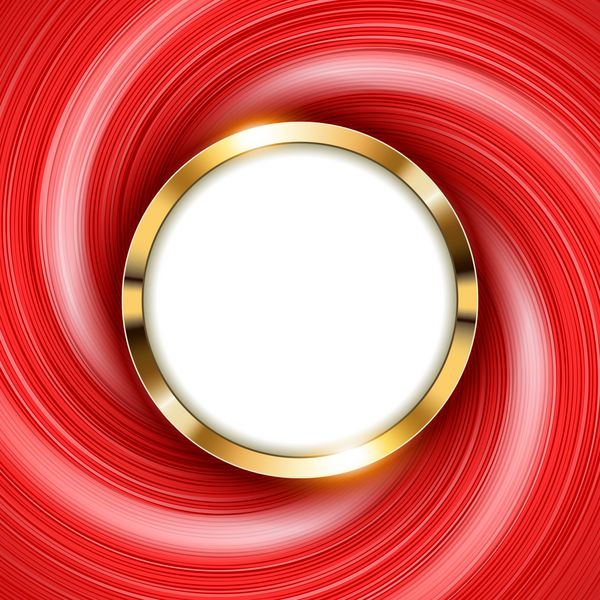 حلقه طلایی فلزی با فضای متنی و وکتور با نور قرمز چرخشی