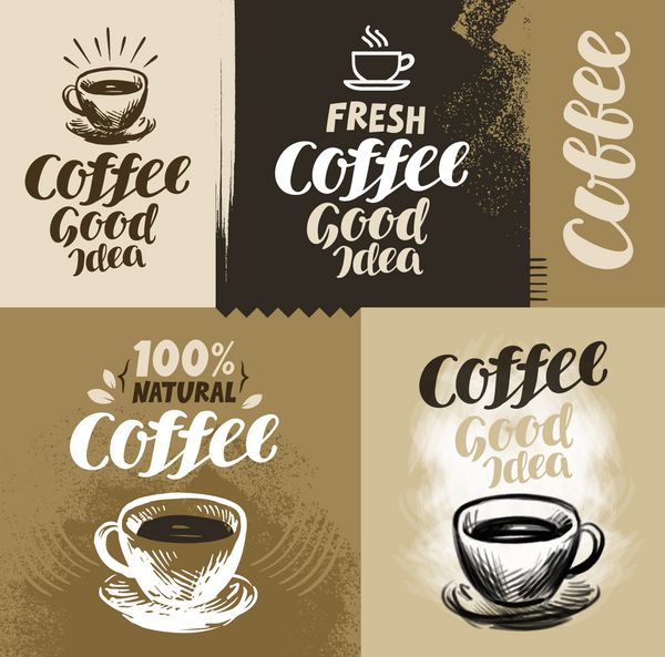 قهوه وکتور برای طراحی منو رستوران یا کافه