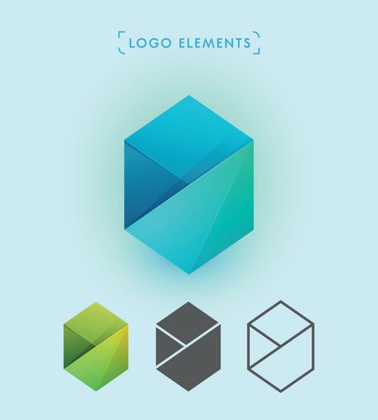 مجموعه عناصر لوگوی انتزاعی شکل شش ضلعی