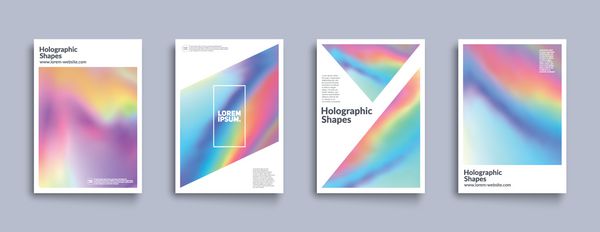 مجموعه پس‌زمینه‌های اشکال هولوگرافیک طراحی روکش های هندسی مدرن قابل استفاده برای جلد پوستر بروشور مجله قالب وکتور