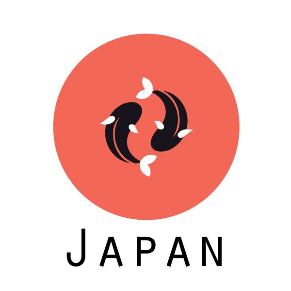 آرم Koi ژاپن ماهی ژاپنی نماد پس زمینه وکتور استوک