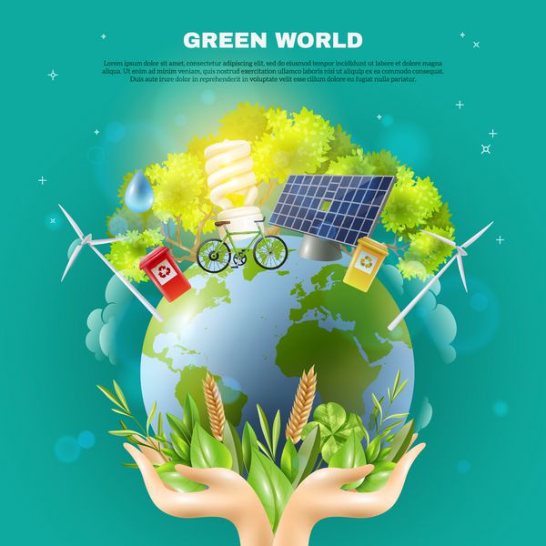 پوستر ترکیب مفهوم اکولوژی دنیای سبز