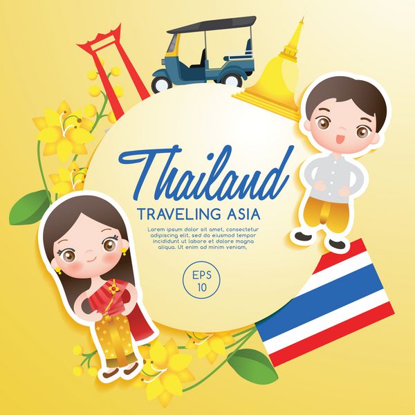 آسیای مسافرتی جاذبه های گردشگری تایلند وکتور