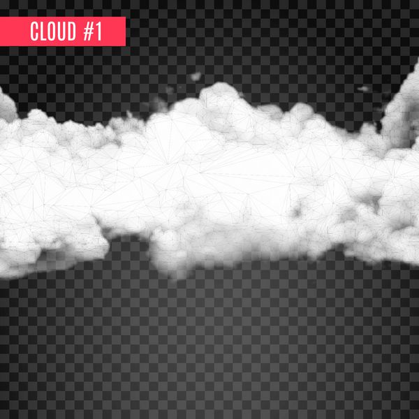 وکتور دود شفاف سفید یا طرح ابر اثر دود در پس زمینه شفاف ابر واقعی برای آب و هوا و آسمان