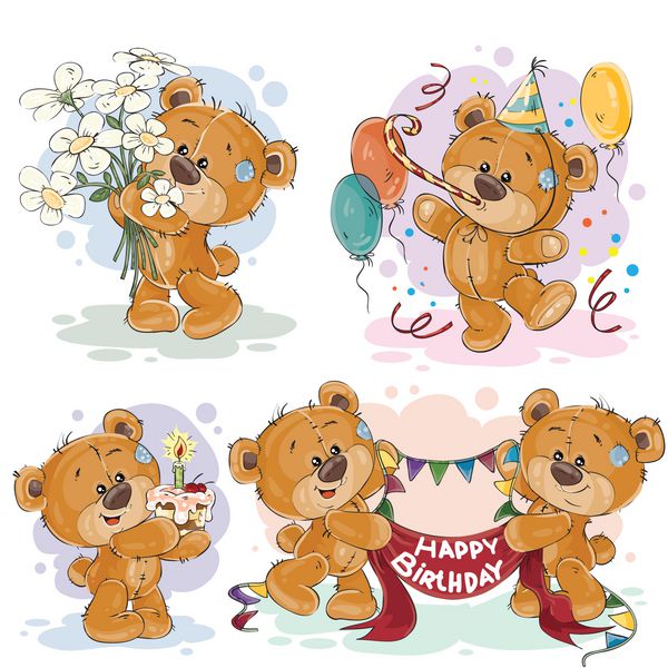 تصاویر کلیپ هنری خرس عروسکی تولد شما را تبریک می گوید