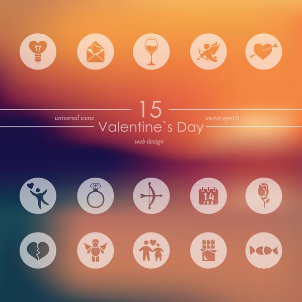 مجموعه ای از آیکون های روز ولنتاین